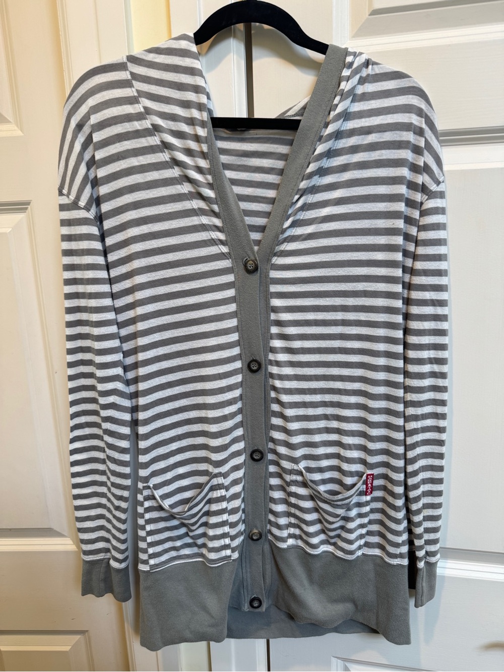 Hardtail Grey And White Striped Hoodie